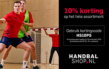 10% korting op gehele assortiment van handbalshop.nl